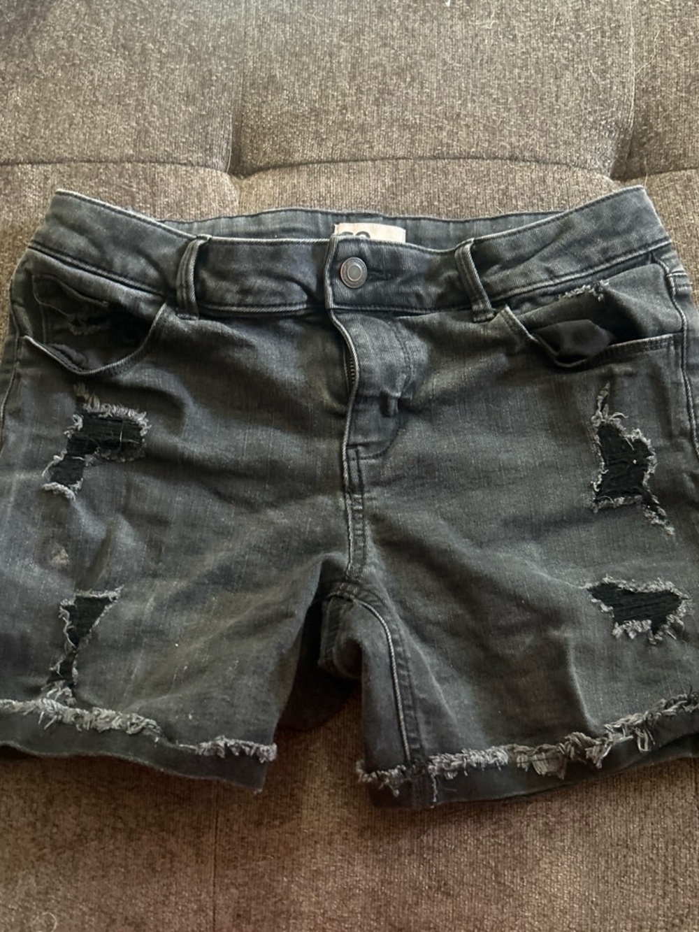 SO Washed Black Distressed Jean Shorts